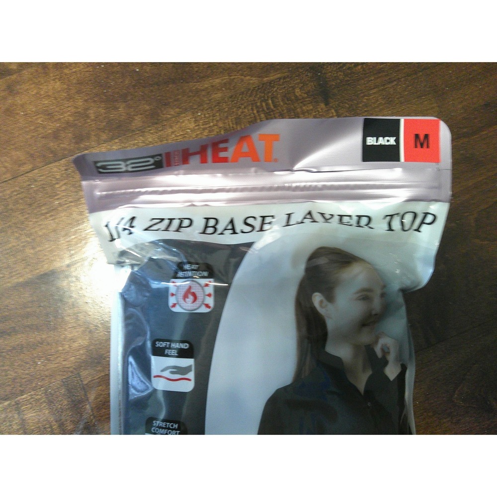 32 Degrees Heat 1/4 Zip Base Layer Top Womens Medium Black New Thermal Mock Neck - Picture 2 of 6